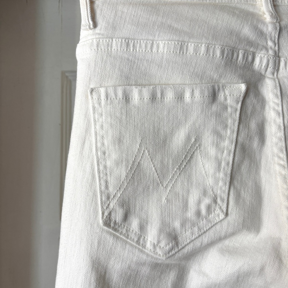 MOTHER The Insider Crop Step Fray White Jeans In Fairest Of Them All Size 24 - Picture 11 of 16